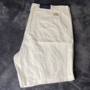 Men’s White Polo Ralph Lauren Straight Fit Linen Shorts Size: 42